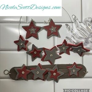 Red and Gray Star Leather Set